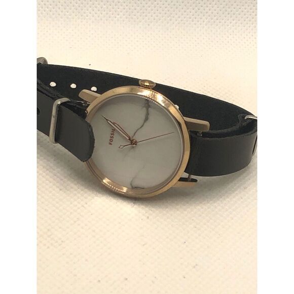 Fossil ES4404 Women's Black Leather Analog White Dial Quartz Wrist Watch KS311 - Picture 5 of 9